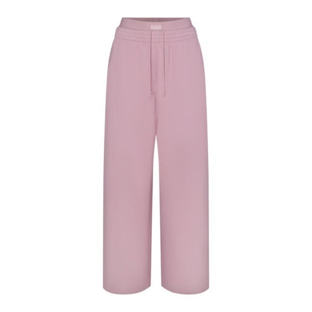 Skims Cotton Fleece Double Waistband Pant in Dusk